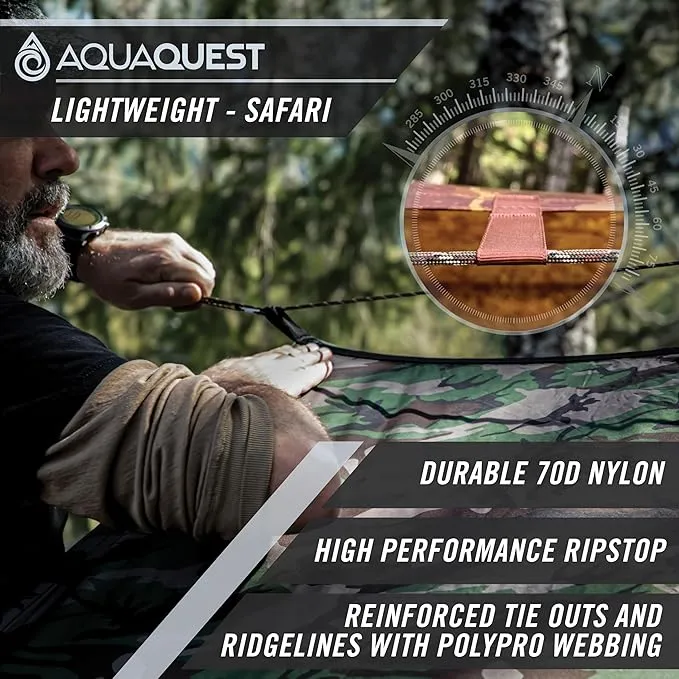 AquaQuest Safari Camping Tarp - Lightweight Durable Rain Fly - Waterproof Camping Essentials for Hiking, Backpacking & Hammock, 13 x 10 ft, Stealth Gray