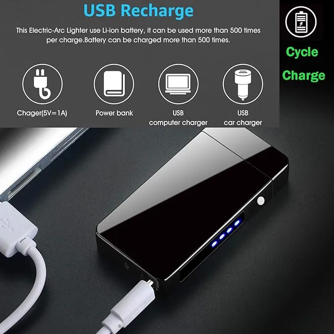 Arc Lighter, Smart Electric Lighter, USB Rechargeable Lighter Windproof Flameless Lighter Lightweight Plasma Lighter for Fire,BBQs,Fireworks,Candle,Camping - Outdoors Indoors (New-Black)