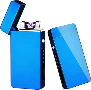 Arc Lighter, Smart Electric Lighter, USB Rechargeable Lighter Windproof Flameless Lighter Lightweight Plasma Lighter for Fire,BBQs,Fireworks,Candle,Camping - Outdoors Indoors (New-Blue)