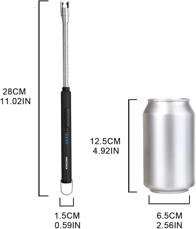 ARECTECH Lighter Candle Lighter Electric Lighter Rechargeable Lighter USB Arc Lighter Plasma for Camping Candle Cooking BBQs Fireworks Black
