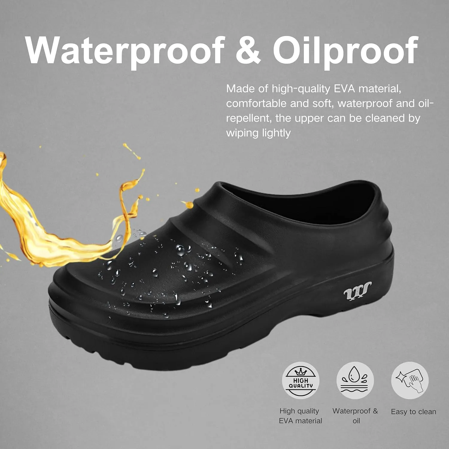 Armadillo Chef Shoes - Women's Kitchen Garden Nurse Shoes, Non-Slip, Comfortable, Waterproof, Oil Resistant, Black, Size 5.5