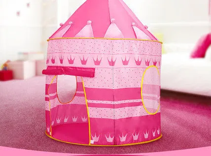 Arrival Portable Blue Pink Prince Folding Tent Kids Children Boy Castle Cubby Play House For Kids Best Gift