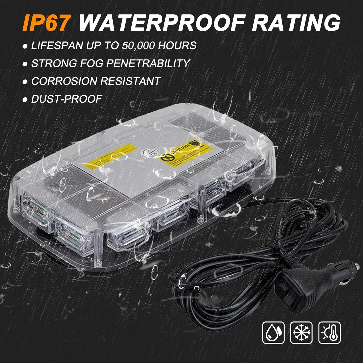 ASPL [Upgraded 5 48LED Roof Top Strobe Lights, High Visibility Emergency Safety Warning LED Mini Strobe Light bar with Magnetic Base for 12-24V Snow Plow, Trucks, Construction Vehicles (Amber)