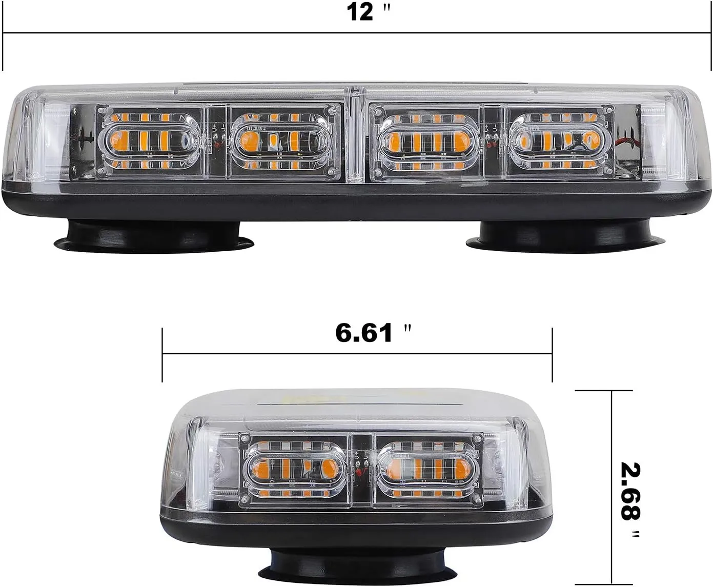 ASPL [Upgraded 5 48LED Roof Top Strobe Lights, High Visibility Emergency Safety Warning LED Mini Strobe Light bar with Magnetic Base for 12-24V Snow Plow, Trucks, Construction Vehicles (Amber)