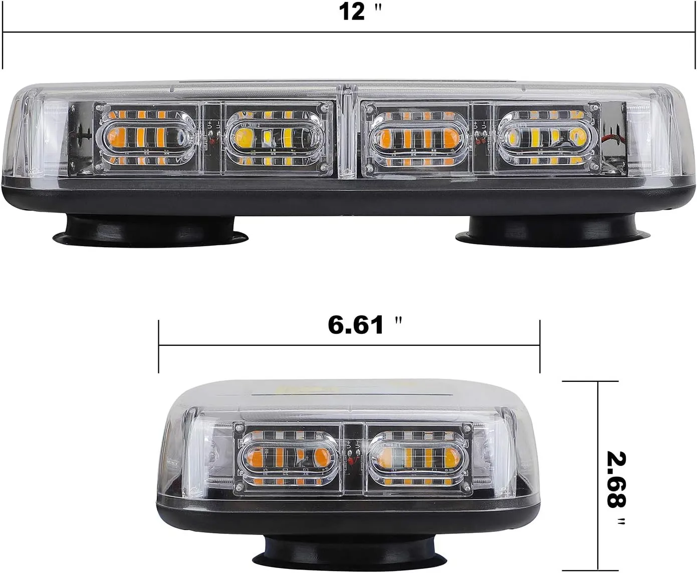 ASPL [Upgraded 5] 48LED Roof Top Strobe Lights, High Visibility Emergency Safety Warning LED Mini Strobe Light bar with Magnetic Base for 12-24V Snow Plow, Trucks, Construction Vehicles (Amber/White)