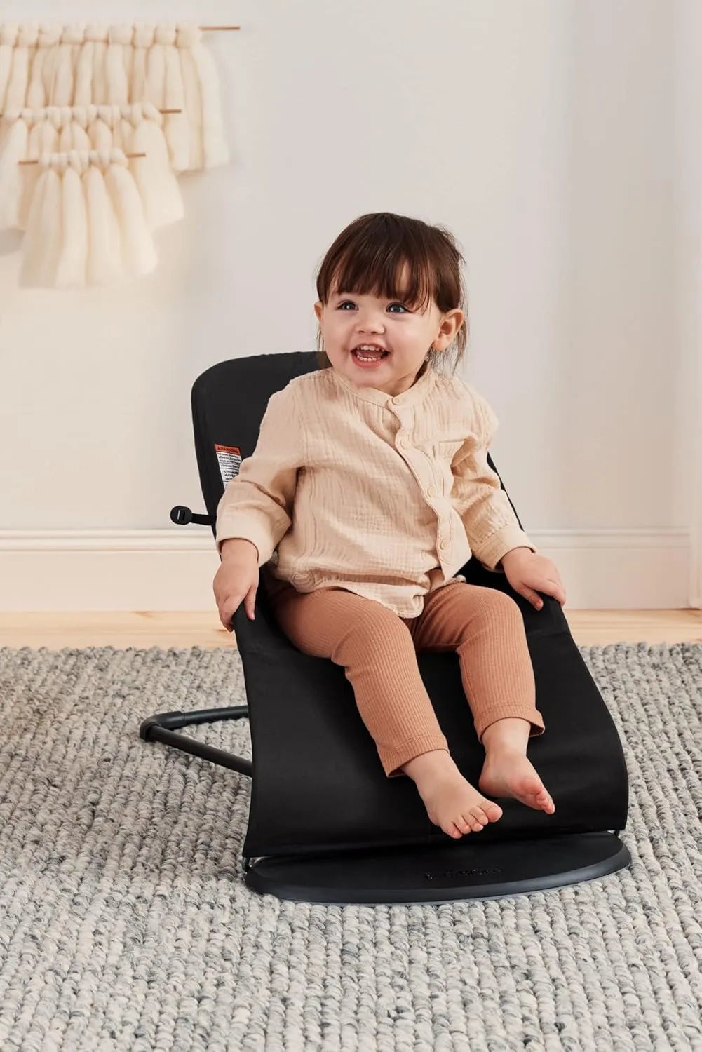 BabyBjörn Bouncer Balance Soft, Cotton, Black/Dark Gray | 2-in-1 Adjustable Baby Bouncer Seat and Toddler Chair, Newborn to Toddler (8-29 lbs), 4 Positions, Lightweight & Portable