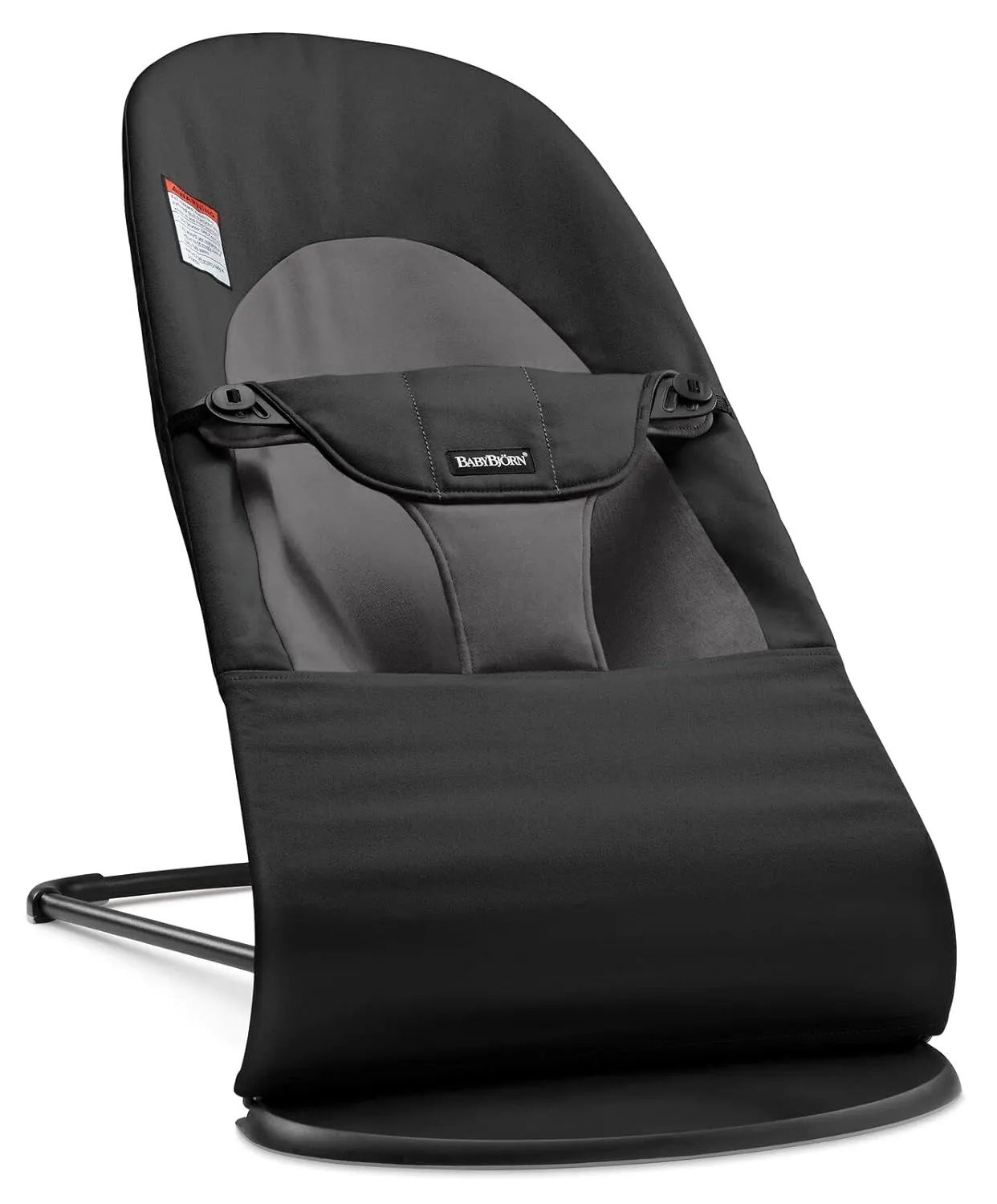 BabyBjörn Bouncer Balance Soft, Cotton, Black/Dark Gray | 2-in-1 Adjustable Baby Bouncer Seat and Toddler Chair, Newborn to Toddler (8-29 lbs), 4 Positions, Lightweight & Portable