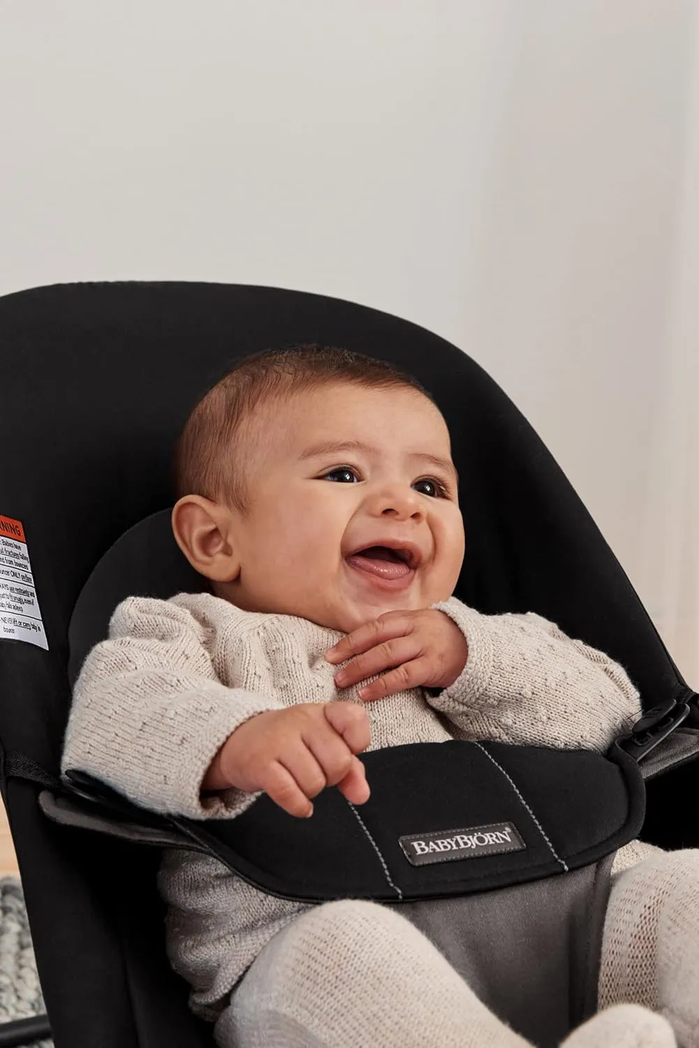 BabyBjörn Bouncer Balance Soft, Cotton, Black/Dark Gray | 2-in-1 Adjustable Baby Bouncer Seat and Toddler Chair, Newborn to Toddler (8-29 lbs), 4 Positions, Lightweight & Portable