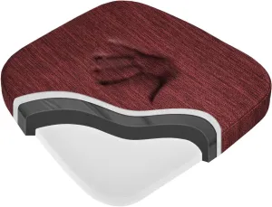 baibu Kitchen Chair Cushions, Dual-Layer Patented Design Molded Memory Foam Dining Chair Pads with Ties and Washable Cover, 17" x 16" x 2", Red