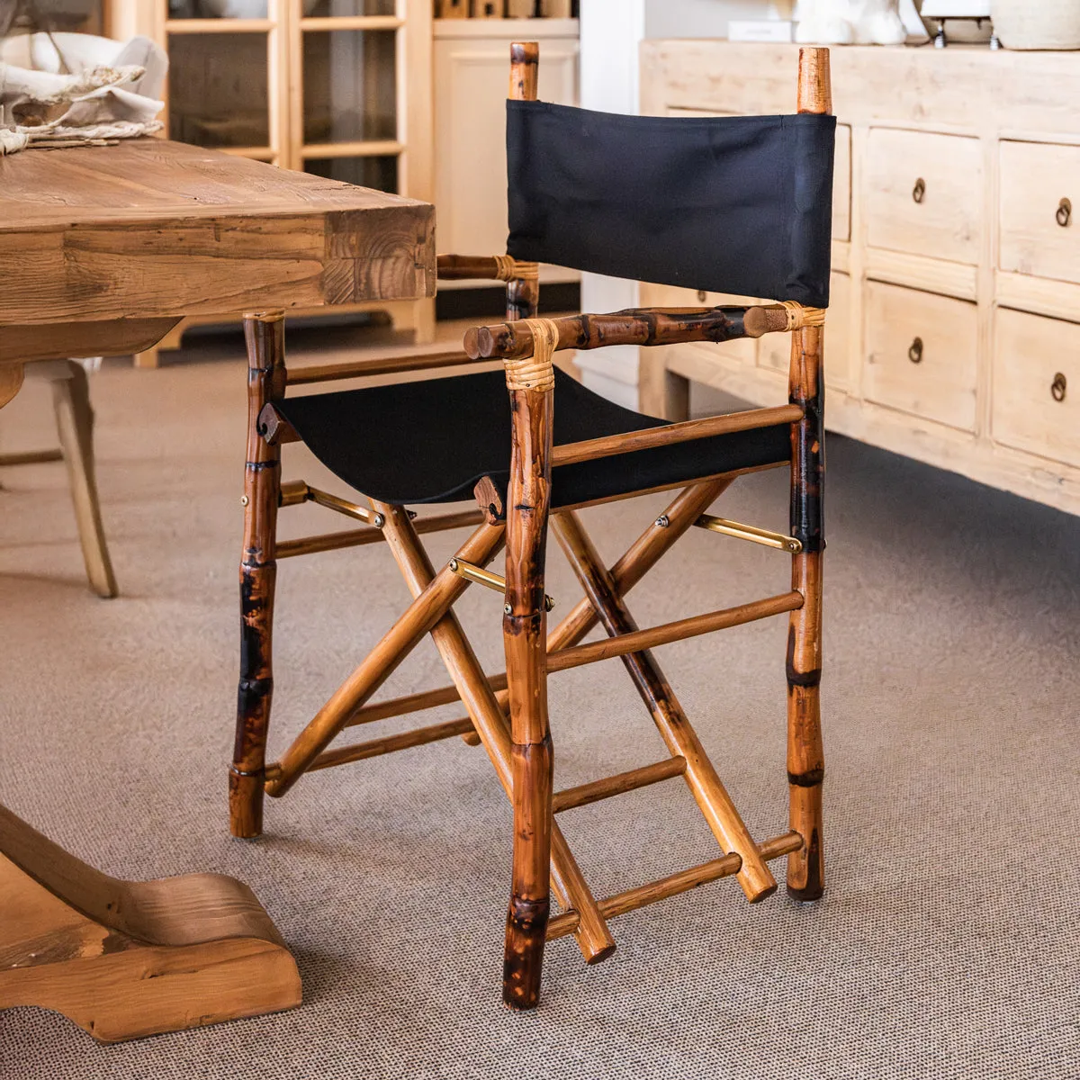 Bamboo Folding Director's Chair (Natural & Black)