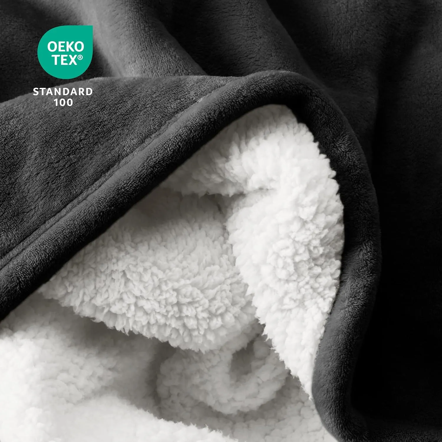 Bare Home Sherpa Fleece Blanket - Extra Long - Throw for Bed, Sofa, Couch, Camping, Travel, and Gifts - Warm & Lightweight - Fluffy & Soft Plush Blanket - Reversible (Twin/Twin XL, Black)