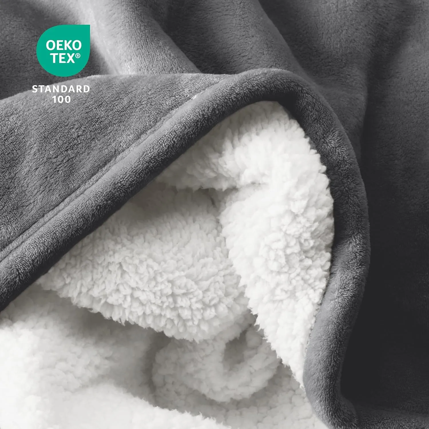 Bare Home Sherpa Fleece Blanket - Extra Long - Throw for Bed, Sofa, Couch, Camping, Travel, and Gifts - Warm & Lightweight - Fluffy & Soft Plush Blanket - Reversible (Twin/Twin XL, Grey)