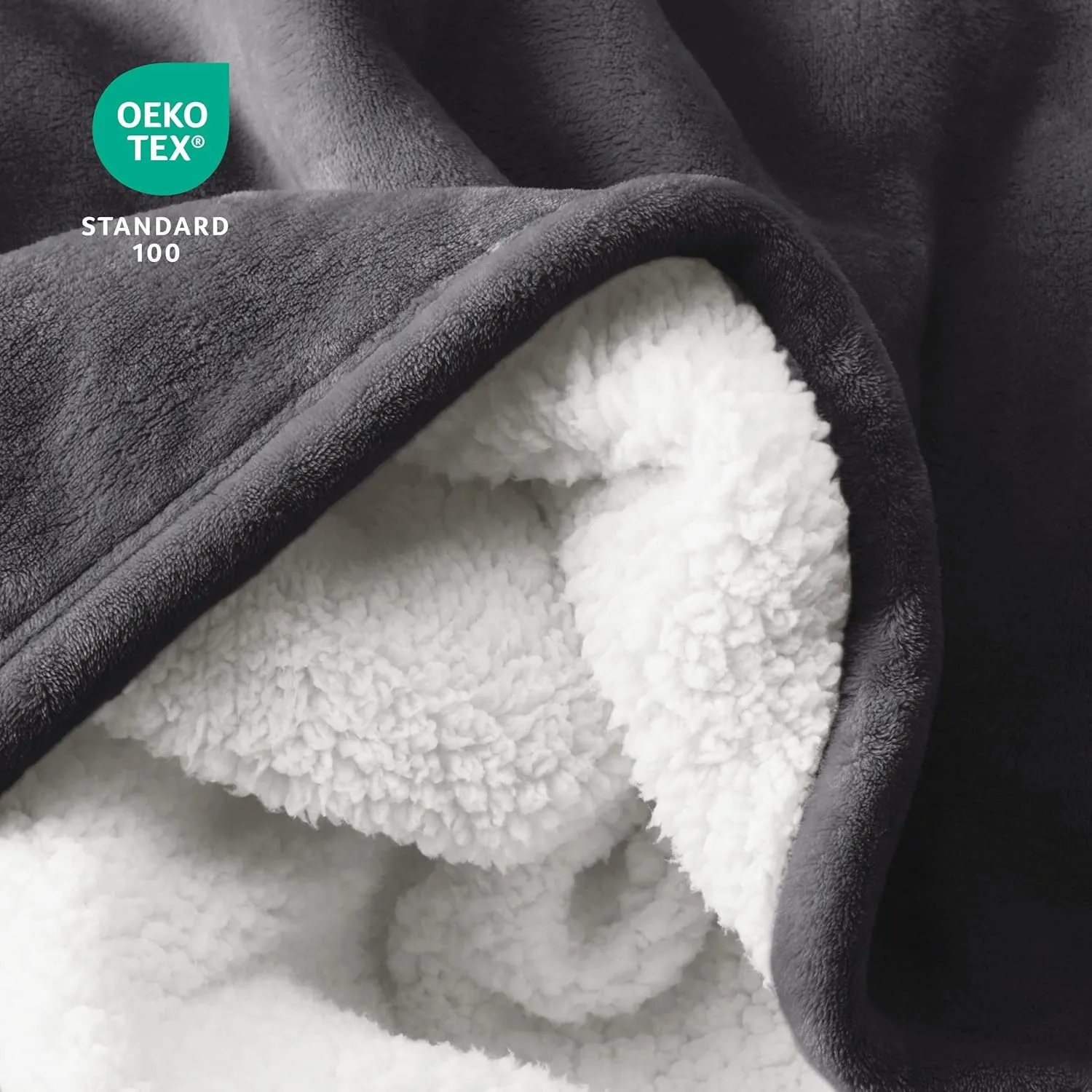 Bare Home Sherpa Fleece Blanket - Twin/Twin Extra Long - Blanket for Bed, Sofa, Couch, Camping, Travel, and Gifts - Warm & Lightweight - Fluffy & Soft - Reversible (Twin/Twin XL, Forged Iron Grey)