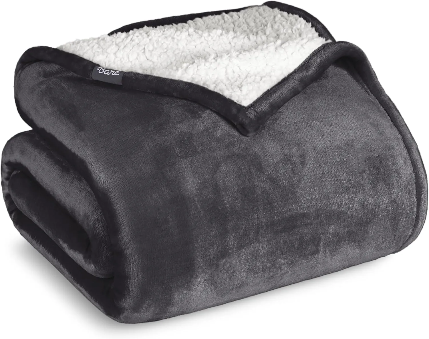 Bare Home Sherpa Fleece Blanket - Twin/Twin Extra Long - Blanket for Bed, Sofa, Couch, Camping, Travel, and Gifts - Warm & Lightweight - Fluffy & Soft - Reversible (Twin/Twin XL, Forged Iron Grey)