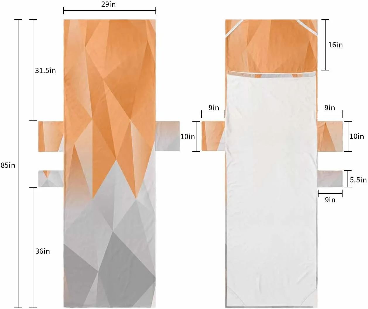 Beach Pool Patio Lounge Chaise Chair Cover Towel with Pockets, Geometric Orange Absorbent & Quick Dry Microfiber Towel Cover Bag Summer Travel Accessories for Sunbathing Modern Abstract Gradient Grey