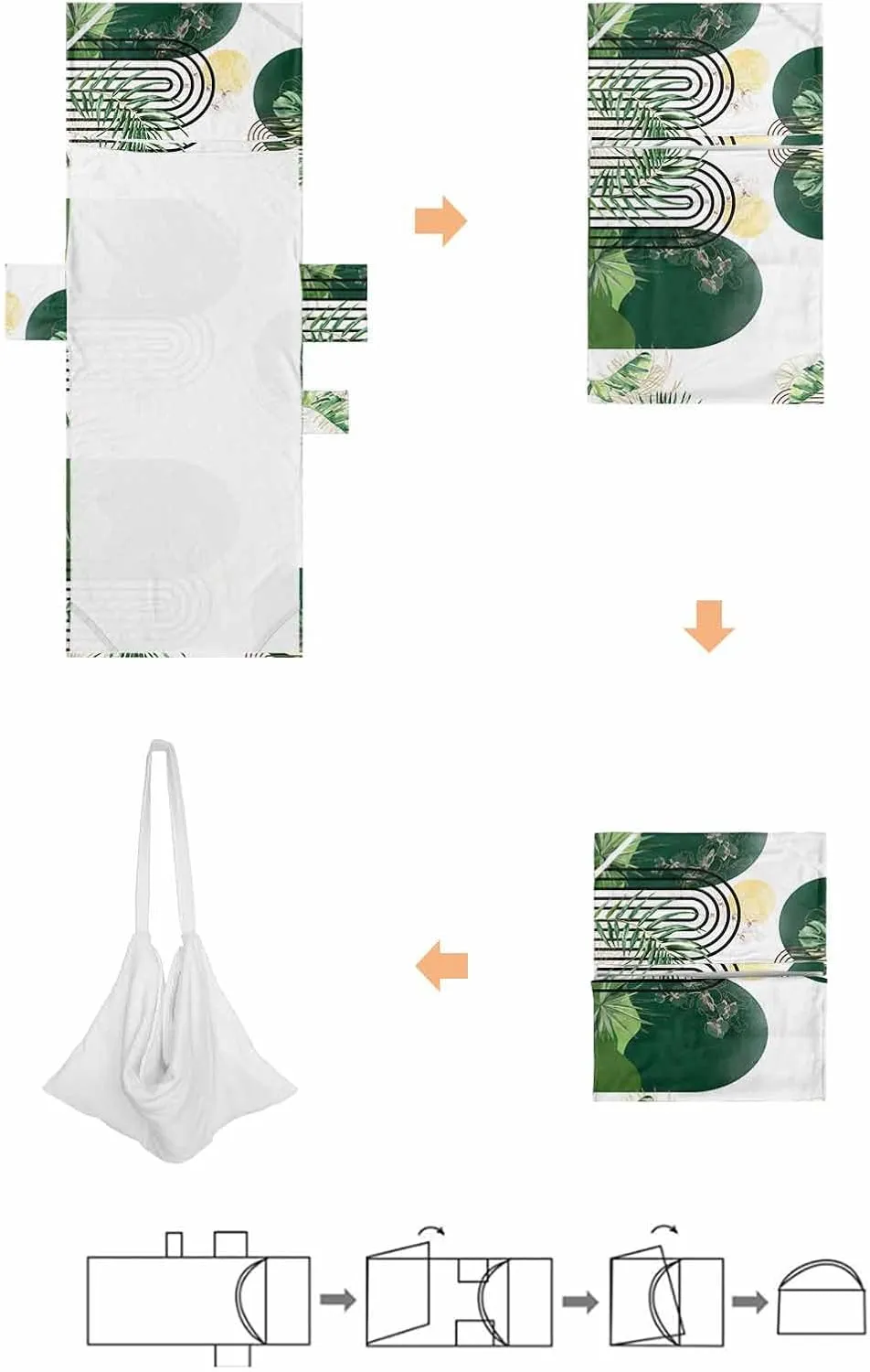 Beach Pool Patio Lounge Chaise Chair Cover Towel with Pockets,Boho Green Leaves Absorbent & Quick Dry Microfiber Towel Cover Bag Summer Travel Accessories Tropical Palm Leaf Sun Modern White