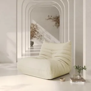 Bean Bag Chair for Adults Fireside Floor Lazy Sofa Couches Corduroy Cozy Sofas with Ergonomic Design Memory Foam Lounger Couch for Dorm, Apartment and Gaming Venue,Cream