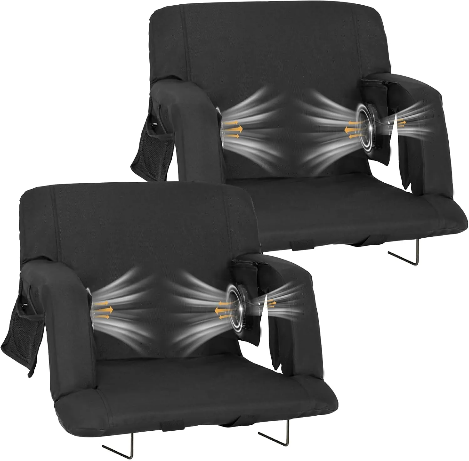 Begonia.K Cooling Fan Stadium Seat for Bleacher with Back Support, Portable and Lightweight Cooling Bleacher Seat with Backrest, 5 Reclining Positions, 5 Levels of Wind for Outdoor Sports Camping