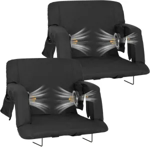 Begonia.K Cooling Fan Stadium Seat for Bleacher with Back Support, Portable and Lightweight Cooling Bleacher Seat with Backrest, 5 Reclining Positions, 5 Levels of Wind for Outdoor Sports Camping