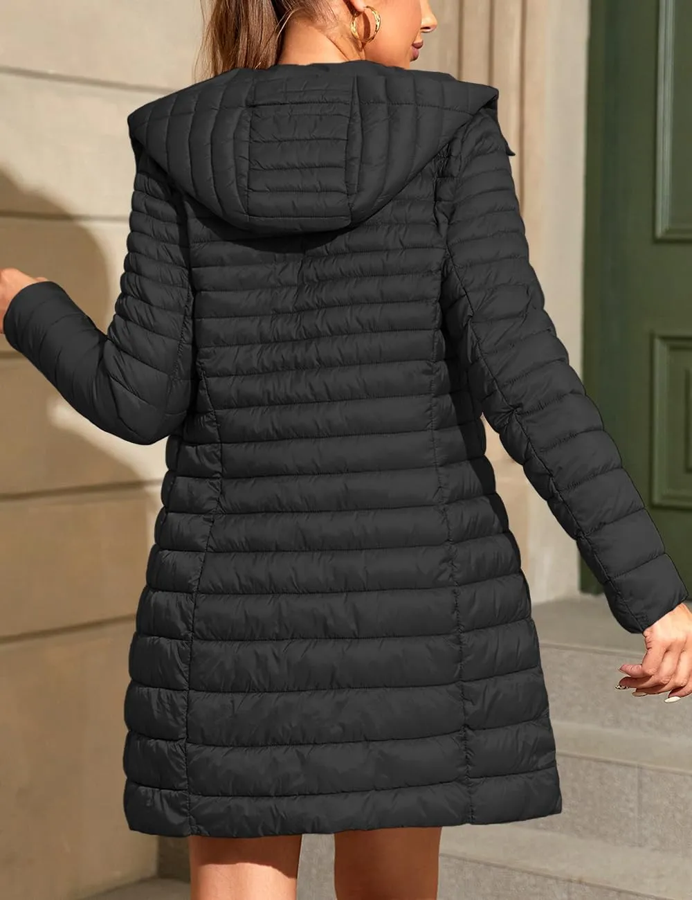 Bellivera Women's Quilted Lightweight Puffer Jacket, Winter Coats for Women Long Padded Bubble Coat