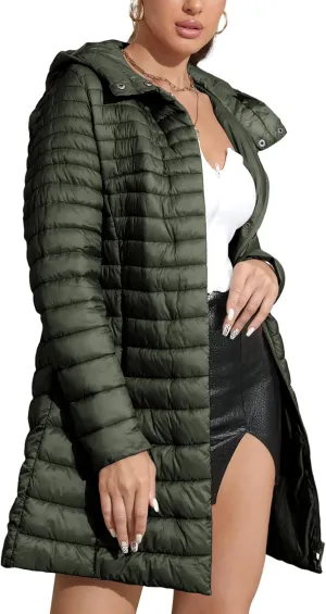 Bellivera Women's Quilted Lightweight Puffer Jacket, Winter Coats for Women Long Padded Bubble Coat