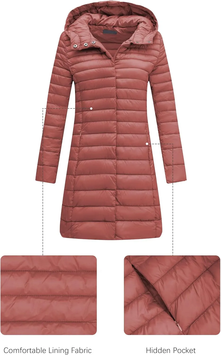 Bellivera Women's Quilted Lightweight Puffer Jacket, Winter Coats for Women Long Padded Bubble Coat
