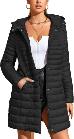 Bellivera Women's Quilted Lightweight Puffer Jacket, Winter Coats for Women Long Padded Bubble Coat