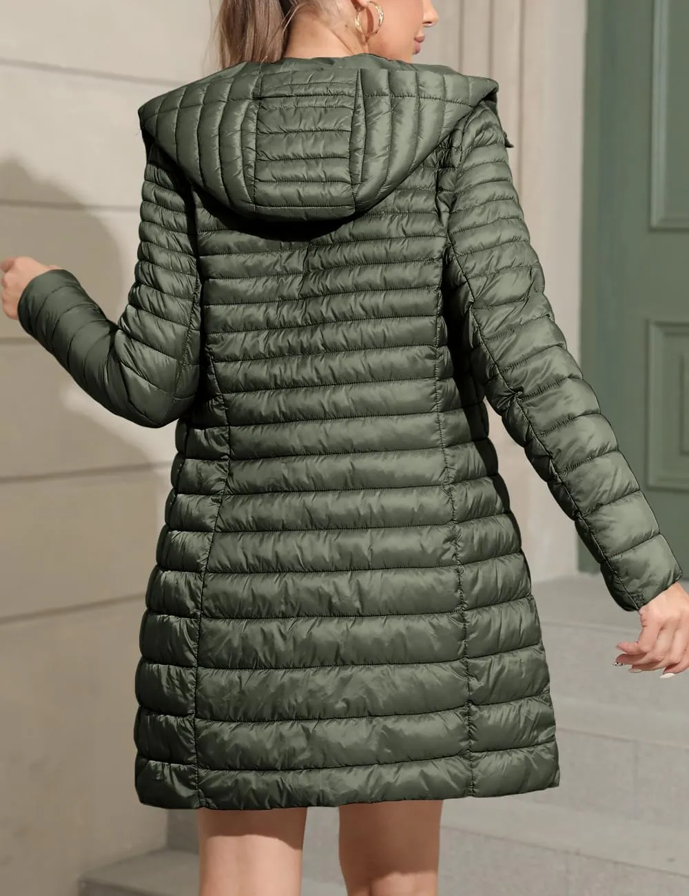 Bellivera Women's Quilted Lightweight Puffer Jacket, Winter Coats for Women Long Padded Bubble Coat