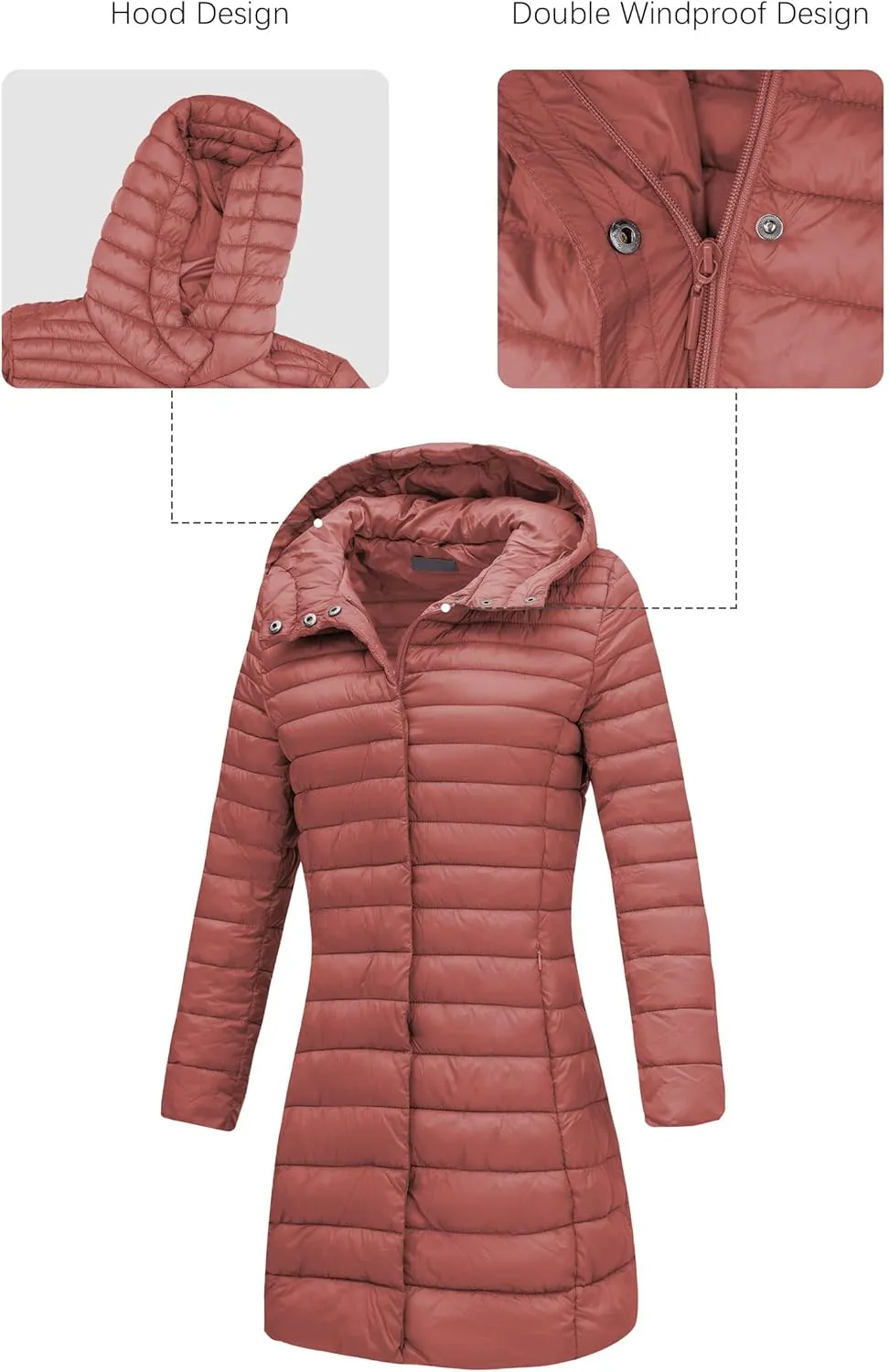 Bellivera Women's Quilted Lightweight Puffer Jacket, Winter Coats for Women Long Padded Bubble Coat