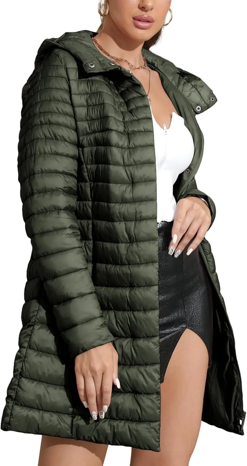 Bellivera Women's Quilted Lightweight Puffer Jacket, Winter Coats for Women Long Padded Bubble Coat