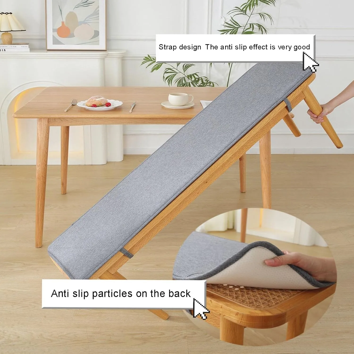 Bench Cushions for Indoor Furniture 40/48/60 x 14/15/17/11 inch Rectangular Non Slip Outdoor Bench Cushion pad for Deck Chair Swings Bench Cushion(Light Gray,13x59inch)