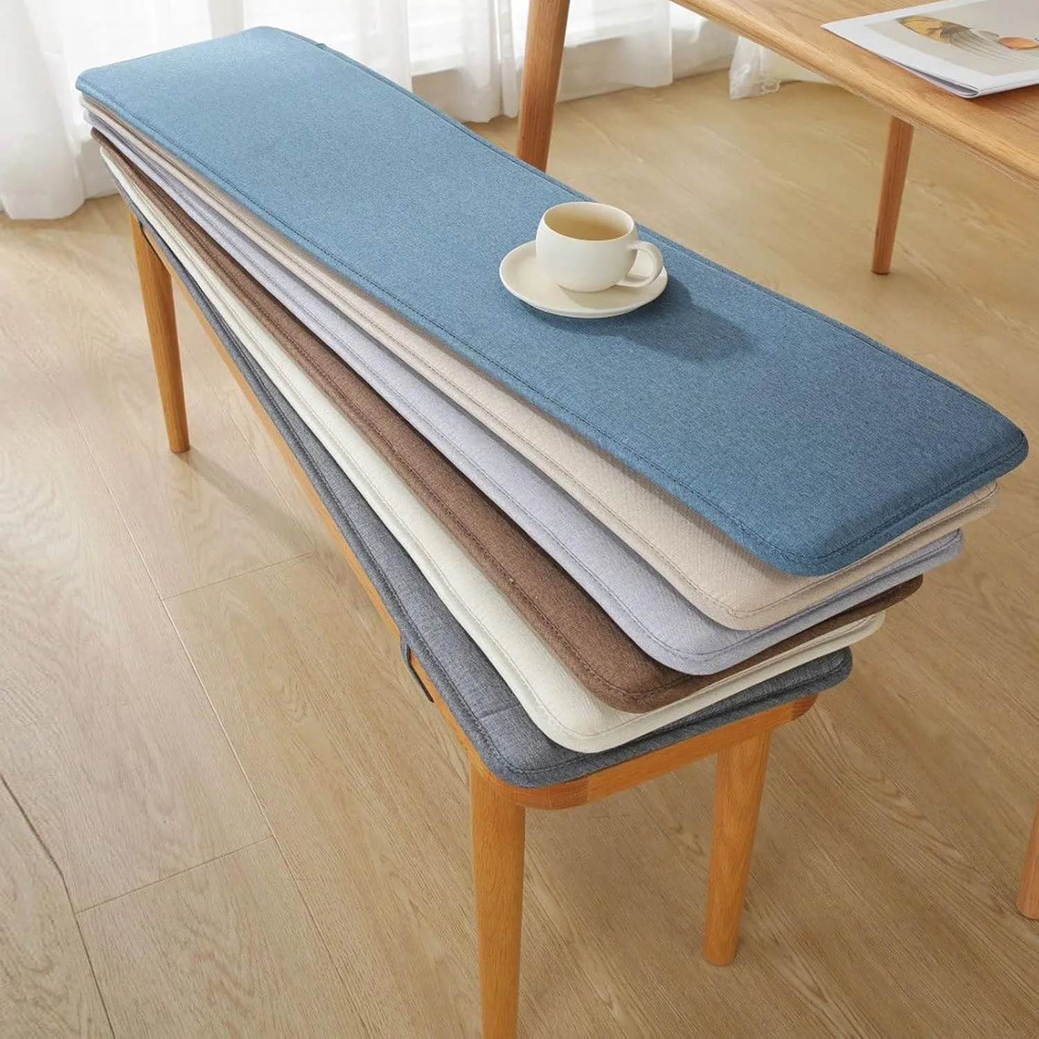 Bench Cushions for Indoor Furniture 40/48/60 x 14/15/17/11 inch Rectangular Non Slip Outdoor Bench Cushion pad for Deck Chair Swings Bench Cushion(Light Gray,13x59inch)