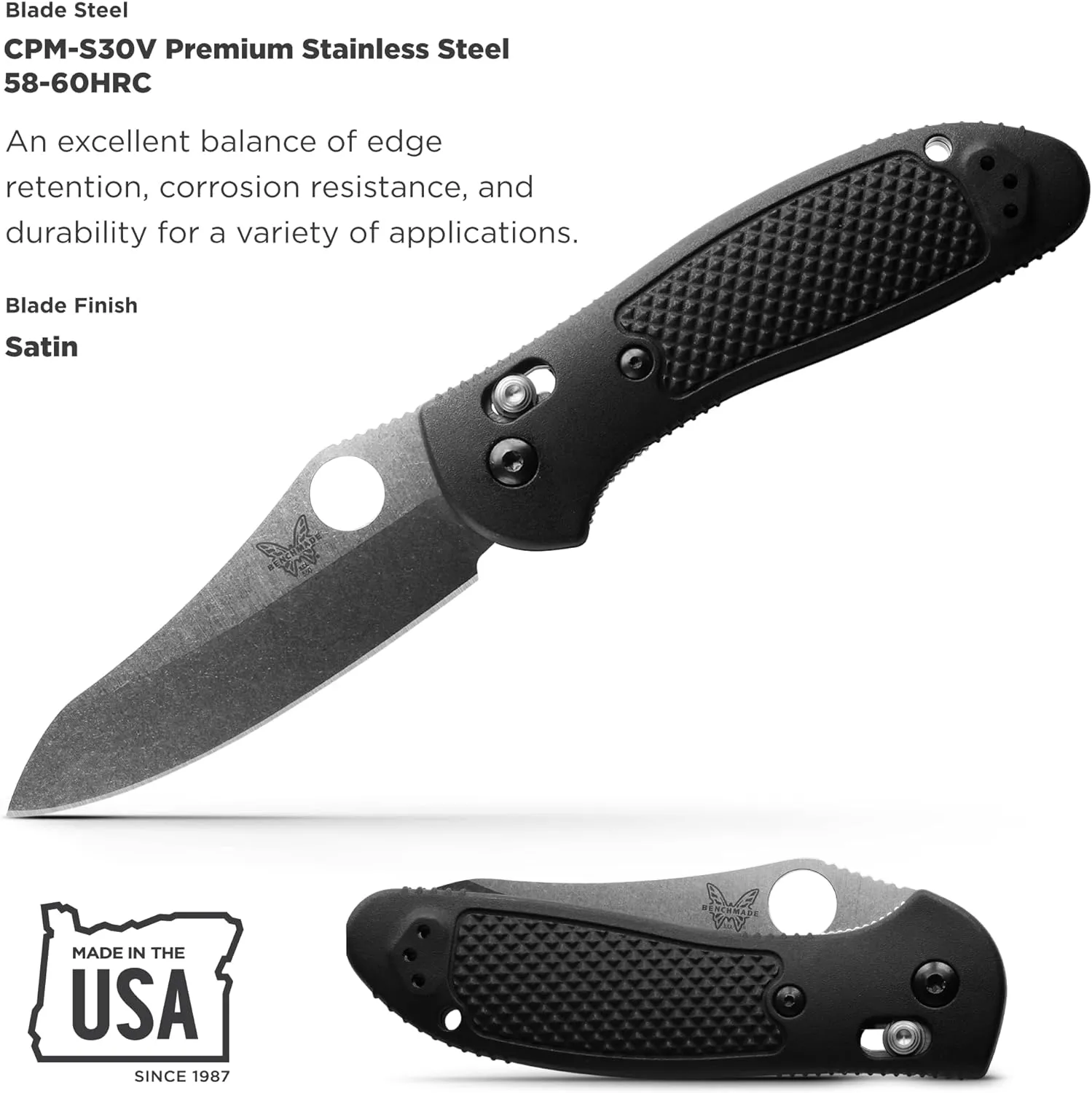 Benchmade - Griptilian Knife, Plain Edge, Nylon Handle