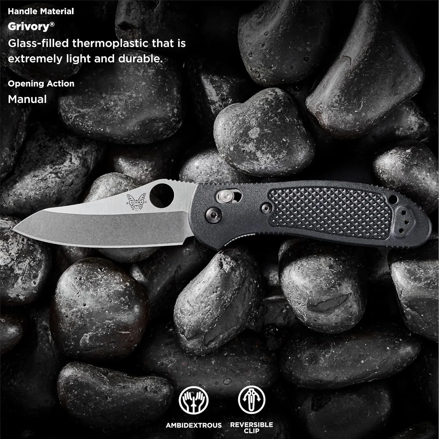 Benchmade - Griptilian Knife, Plain Edge, Nylon Handle