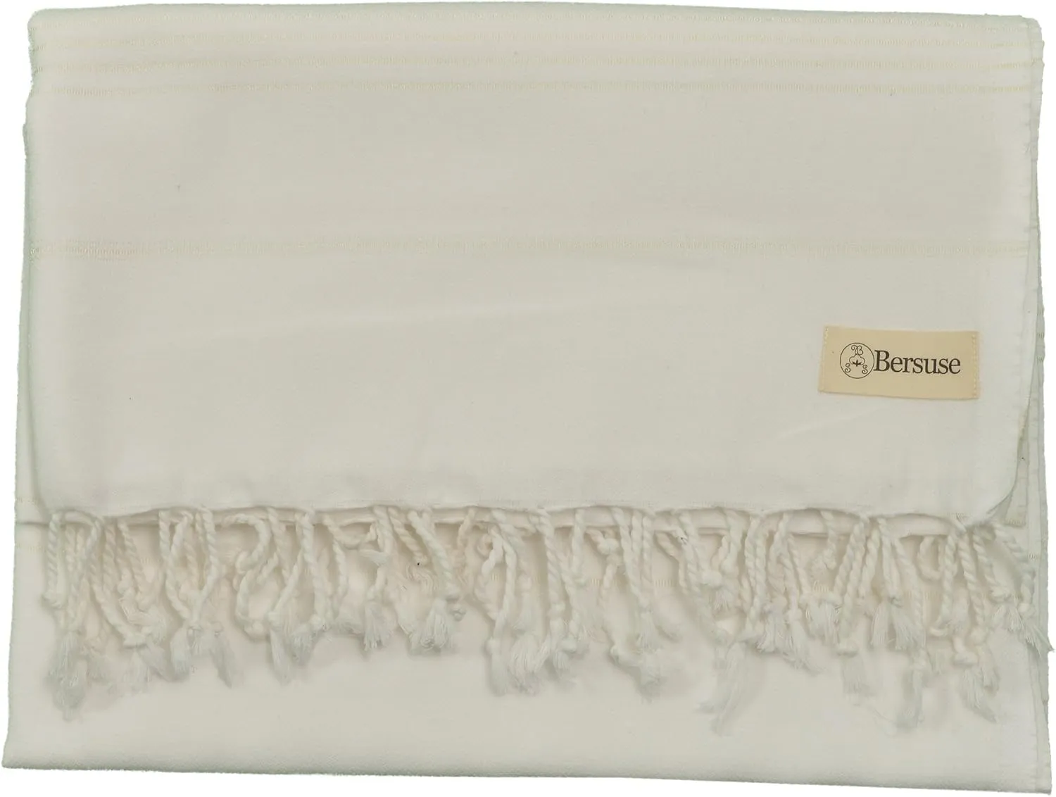 Bersuse Towels Anatolia XL Beach Blanket Throw Blanket Turkish Towel 100% Cotton Extra-Large Quick-Dry Lightweight Premium Peshtemal Towel - 61x82 Inches, White