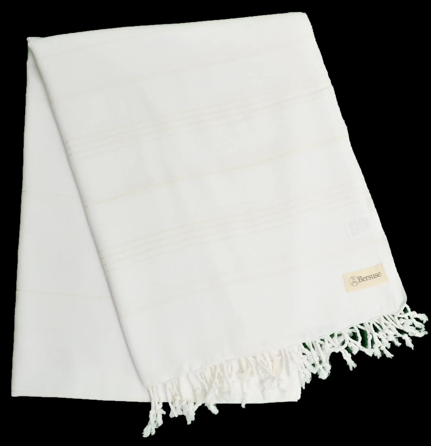Bersuse Towels Anatolia XL Beach Blanket Throw Blanket Turkish Towel 100% Cotton Extra-Large Quick-Dry Lightweight Premium Peshtemal Towel - 61x82 Inches, White