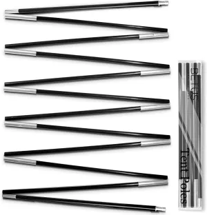 Betus Aluminum Tent Poles Replacement - Pre-Assembled Black Tent Pole for Hiking & Camping - Easy to Install Outdoor Tent Repair Rod (12Ft)