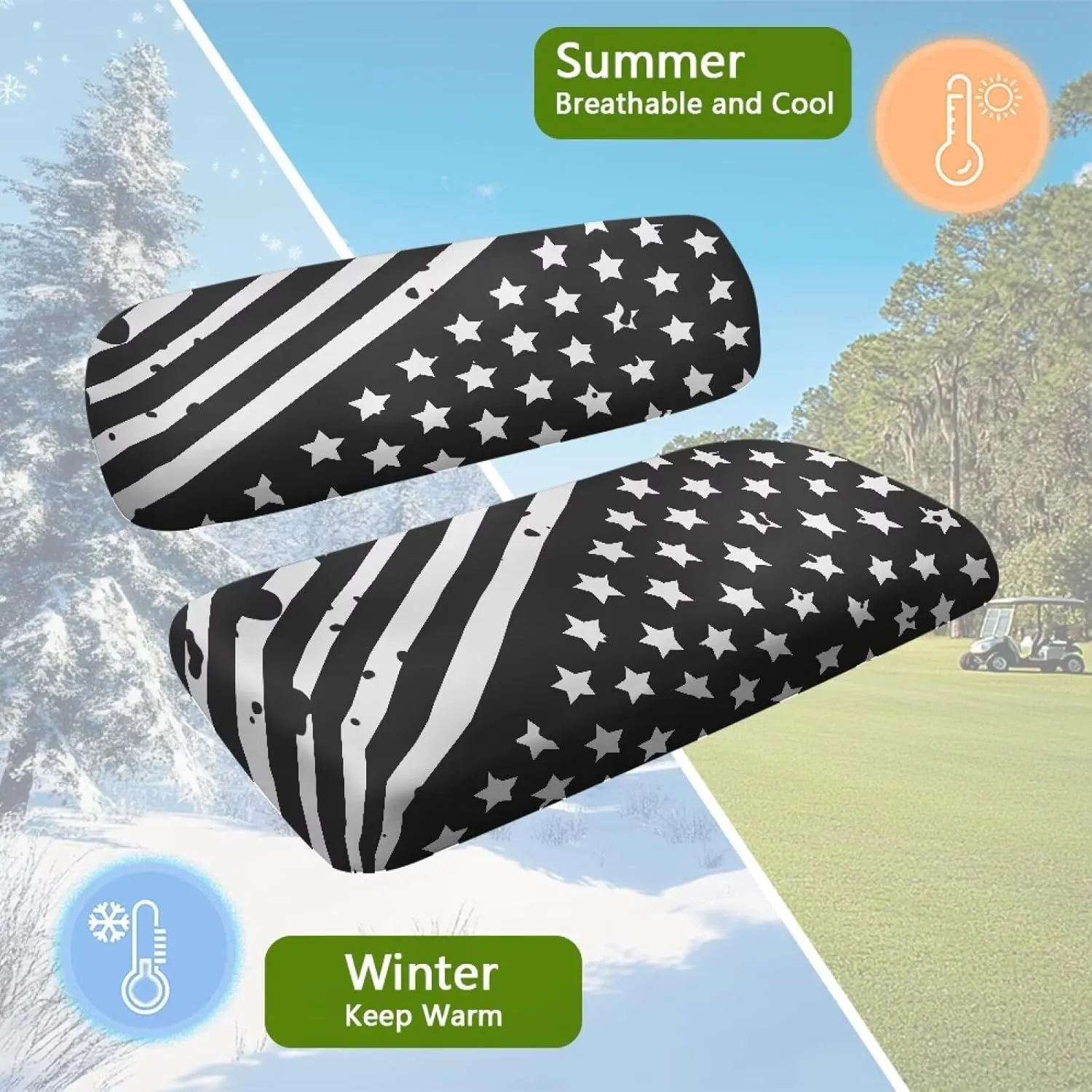 Biyejit Golf Cart Seat Covers Golf Cart Backrest Cover Bench Seat Covers Fits Most 2-Seat Golf Carts, Golf Cart Accessories