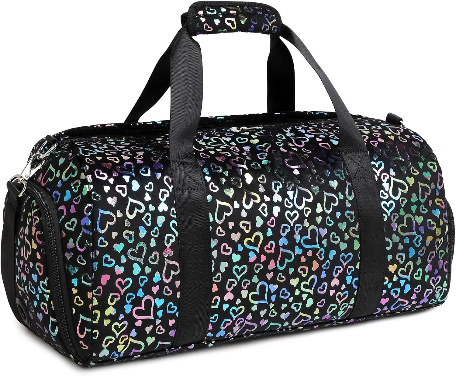 Black Girls Duffle Bags with Shoe Compartment Large-capacity Dance Ballet Bag Gym Sport Overnight Travel Sleepover Bags for Women Girl