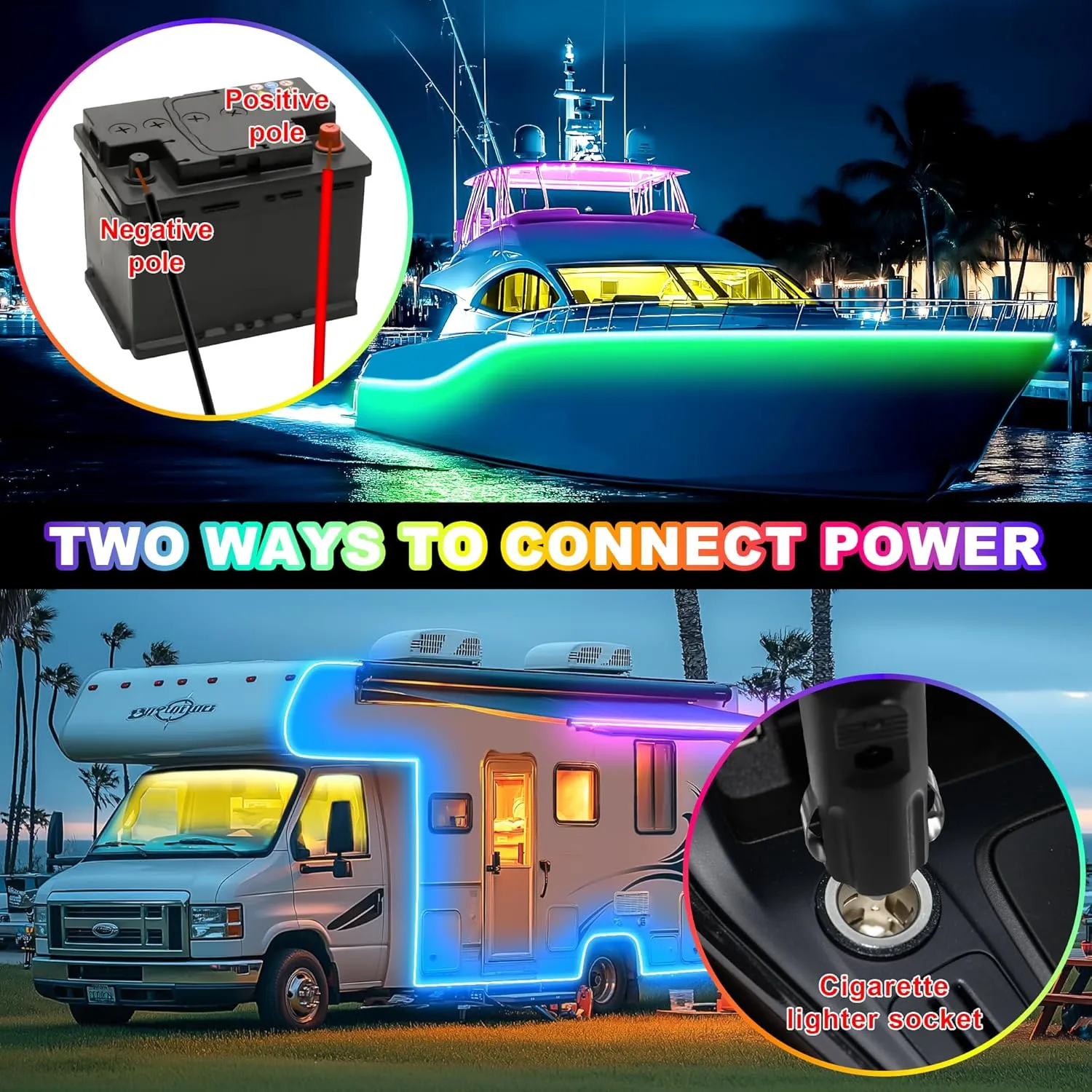 Boat Lights Led Waterproof 66FT, 12V RGB Marine LED Strip Exterior, IP67 Pontoon Boat Lights Interior with App for Pontoon, Bass, Deck, RV, Fishing Kayak