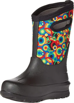 Bogs Kids Neo Classic Boot, Circle Geo Print - Black, Size 3 Big Kid