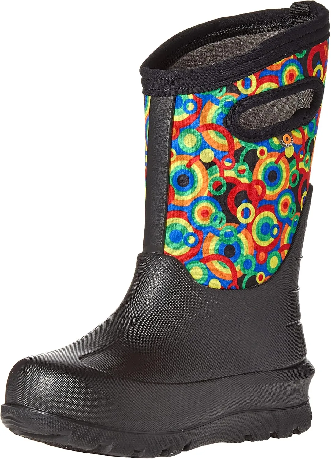 Bogs Kids Neo Classic Boot, Circle Geo Print - Black, Size 3 Big Kid