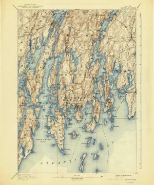 Boothbay ME topo map, 1:62500 Scale, 15 X 15 Minute, Historical, 1893, Updated 1941, 19.8 x 16.5 in