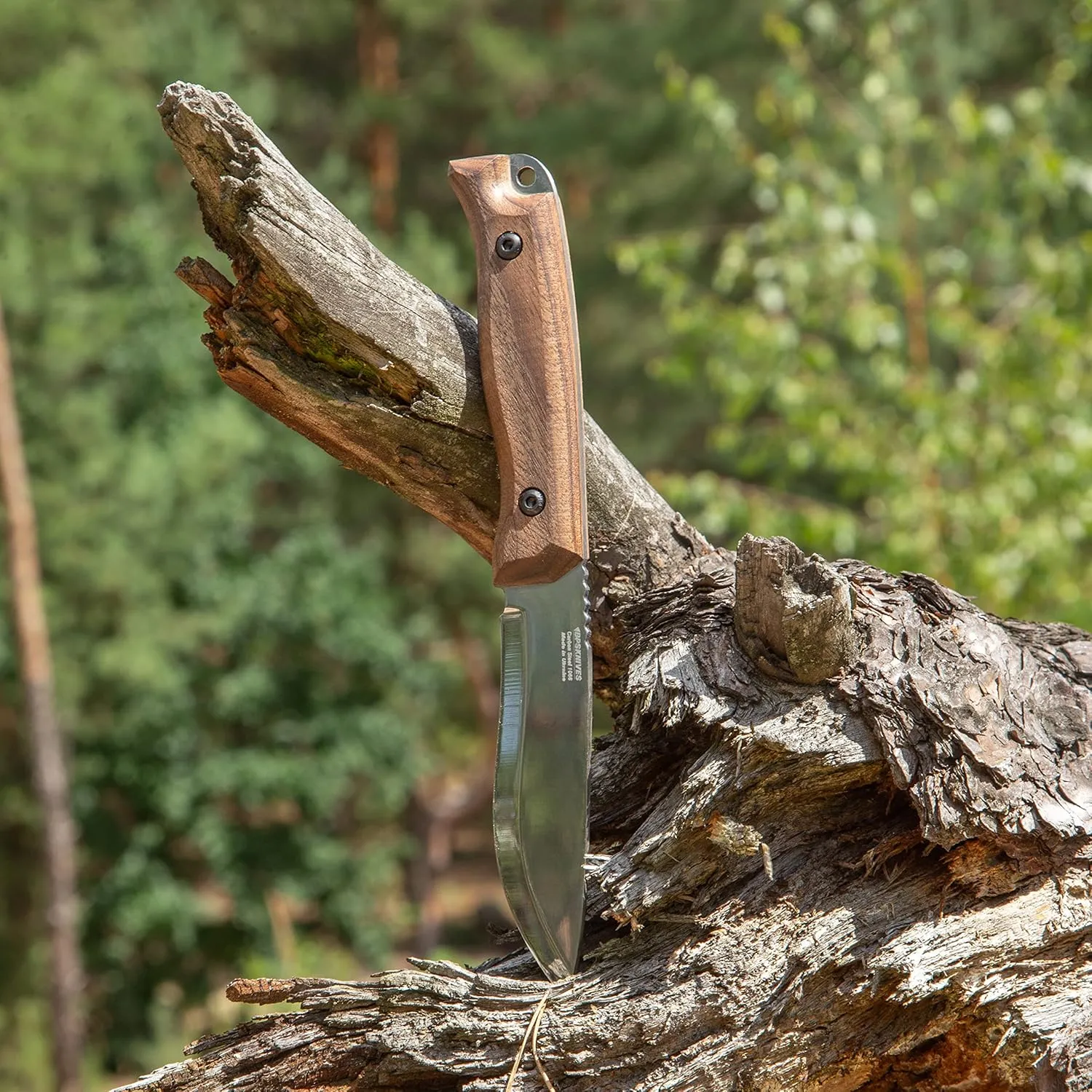 BPS Knives HK1S - Handmade Carbon Steel Knife - Fixed Blade Full Tang Hunting Knife - Camping Bushcraft Knife With Leather Sheath - Scandinavian Sharpening Camp Knife