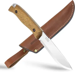 BPS Knives HK1S - Handmade Carbon Steel Knife - Fixed Blade Full Tang Hunting Knife - Camping Bushcraft Knife With Leather Sheath - Scandinavian Sharpening Camp Knife