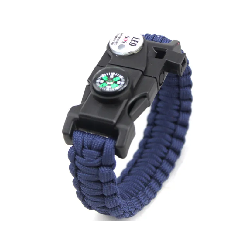Bracelet Men Outdoor Multifunctional Paracord Survival Bracelet Outdoor Camping Rescue Rope Bracelet Tourism Equipment EDC Tool - Tibetan blue