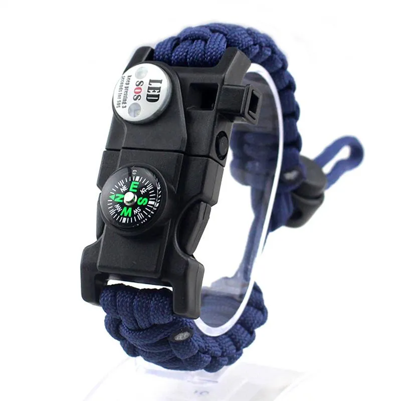 Bracelet Men Outdoor Multifunctional Paracord Survival Bracelet Outdoor Camping Rescue Rope Bracelet Tourism Equipment EDC Tool - Tibetan blue