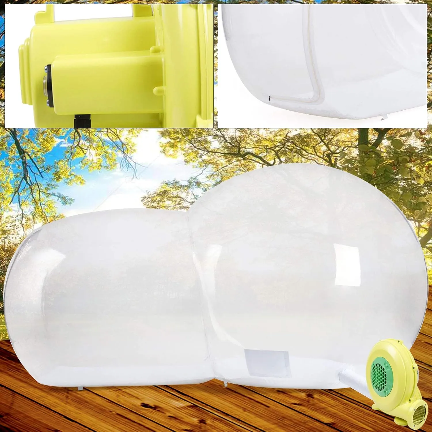 Bubble Tent,Inflatable Tent Grade PVC Clear Eco Dome Camping Bubble Tent W/Fan,Large Oversize Screen House for Patios,Weather Proof Pod,Cold Protection Camping Tent (9.8 x 7.5ft, Transparent)