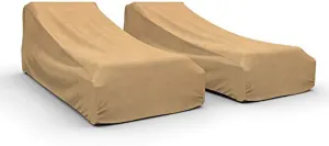 Budge P2W01SF1-2PK All Seasons Patio Chaise Lounge Chair Cover (2 Pack) Lightweight, UV-Resistant, Large, Tan