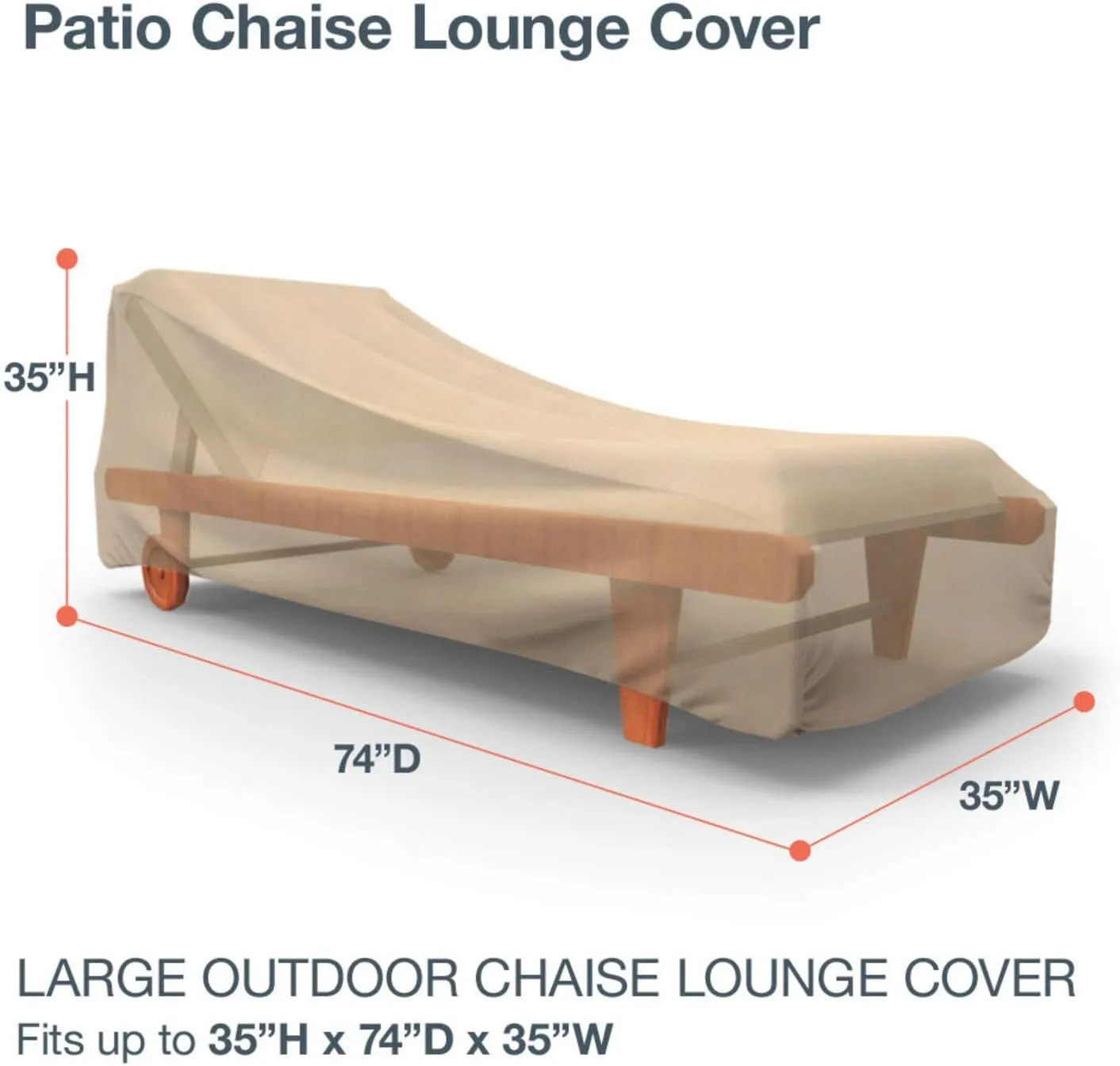 Budge P2W01SF1-2PK All Seasons Patio Chaise Lounge Chair Cover (2 Pack) Lightweight, UV-Resistant, Large, Tan